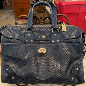 BNWOT Coach Navy Blue Snakeskin leather!